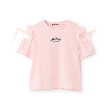 【接触冷感】肩リボンバックハートTシャツ