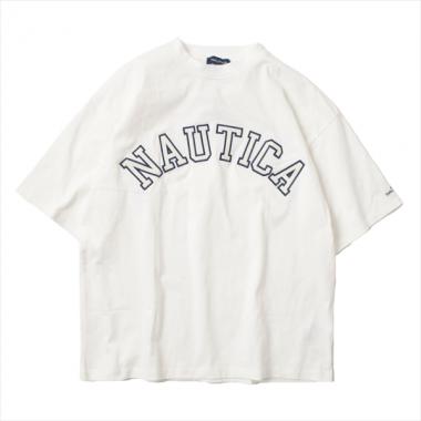 【NAUTICA】フロントロゴアップリケ刺繍半袖Tシャツ