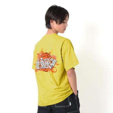 【接触冷感】【速乾】【UVカット】クールラフ・バスケグラフィティプリント半袖Tシャツ