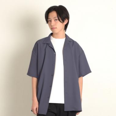 【セットアップ対応】トロトロ・シンプルオープンカラー半袖シャツ