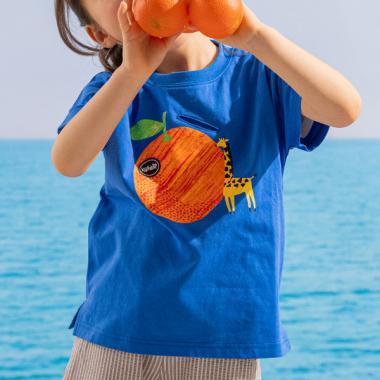 オレンジとキリン半袖Tシャツ